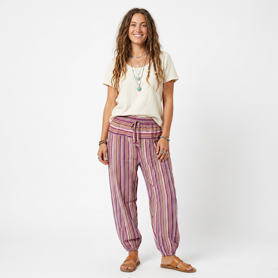 Cotton Stripey Women's Yoga Pants